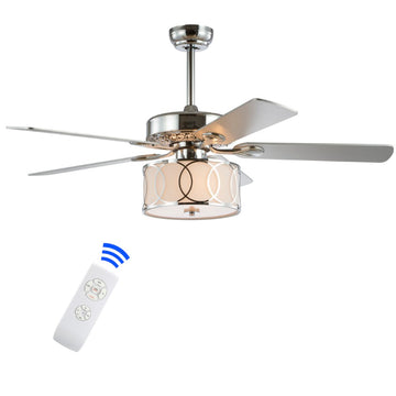 Circe 52" Transitional Glam Drum Shade LED Ceiling Fan With Remote - JONATHAN Y